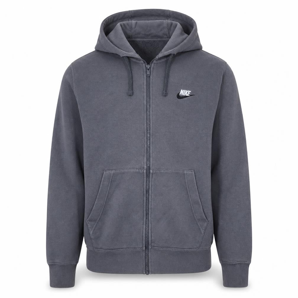Front view of Nike Men's Grey Full Zip Hoodie Small Regular Fit