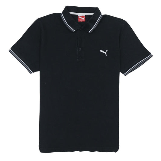 Puma Men's Black Cotton Polo Shirt Size L Short Sleeve Sports Logo