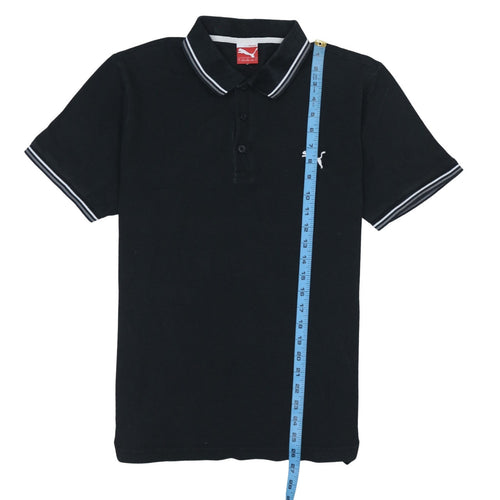 Puma Men's Black Cotton Polo Shirt Size L Short Sleeve Sports Logo