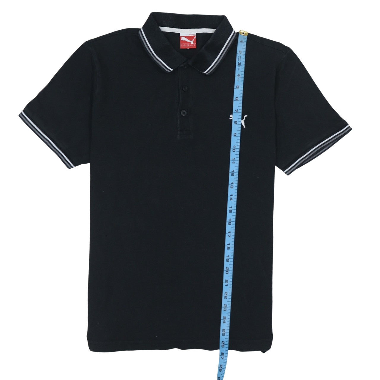 Puma Men's Black Cotton Polo Shirt Size L Short Sleeve Sports Logo