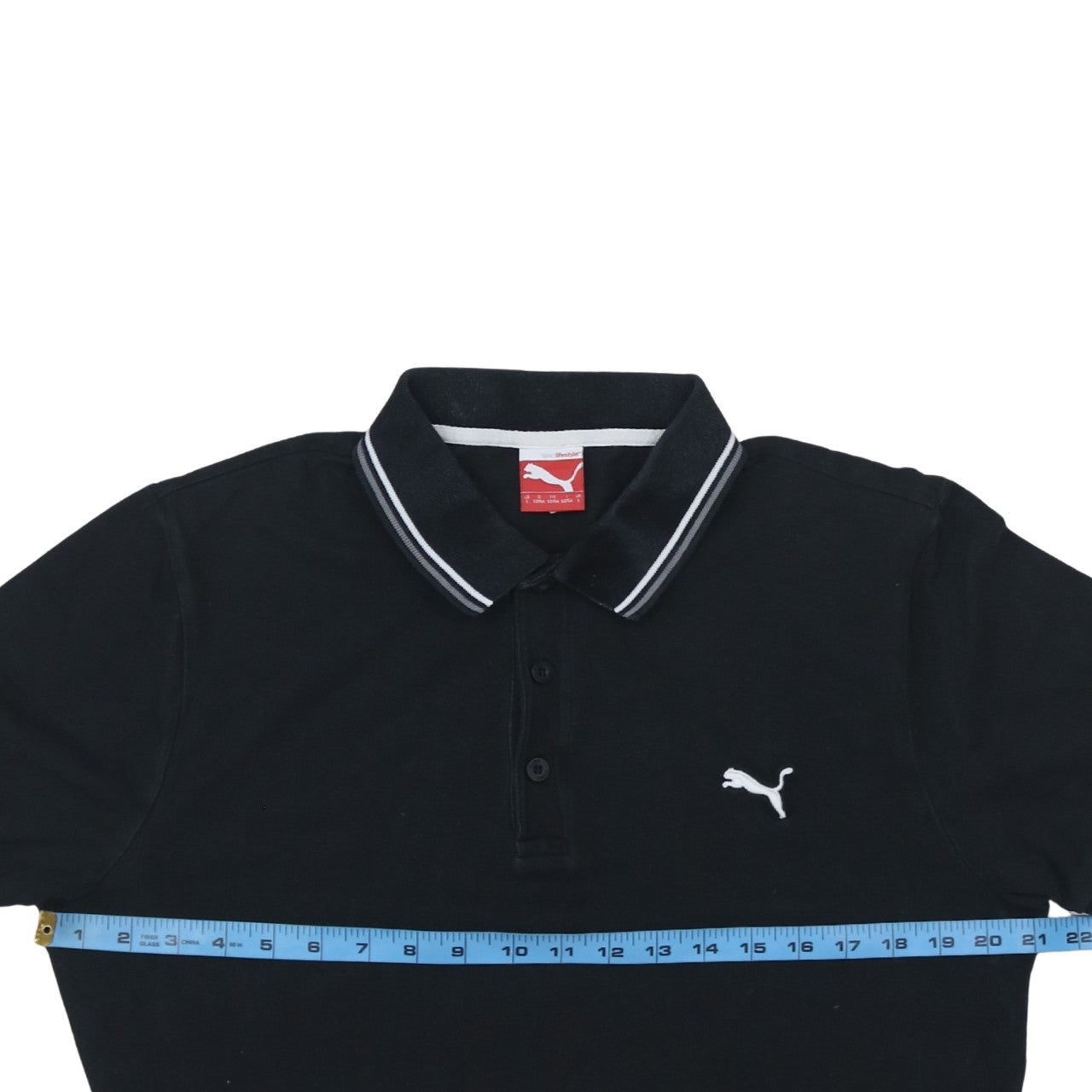 Puma Men's Black Cotton Polo Shirt Size L Short Sleeve Sports Logo