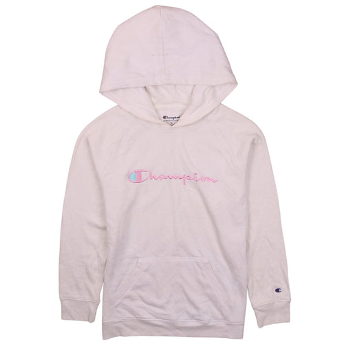 Champion Girls White XL Pullover Hoodie with Embroidered Logo