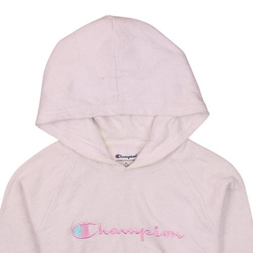 Champion Girls White XL Pullover Hoodie with Embroidered Logo