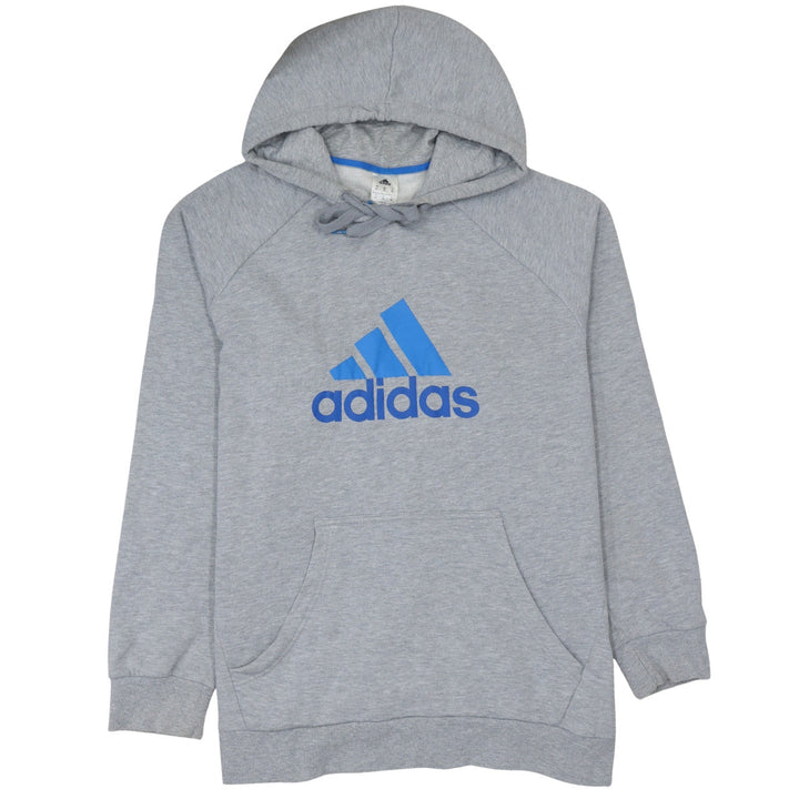 Adidas Men's Grey XL Pullover Hoodie with Blue Logo