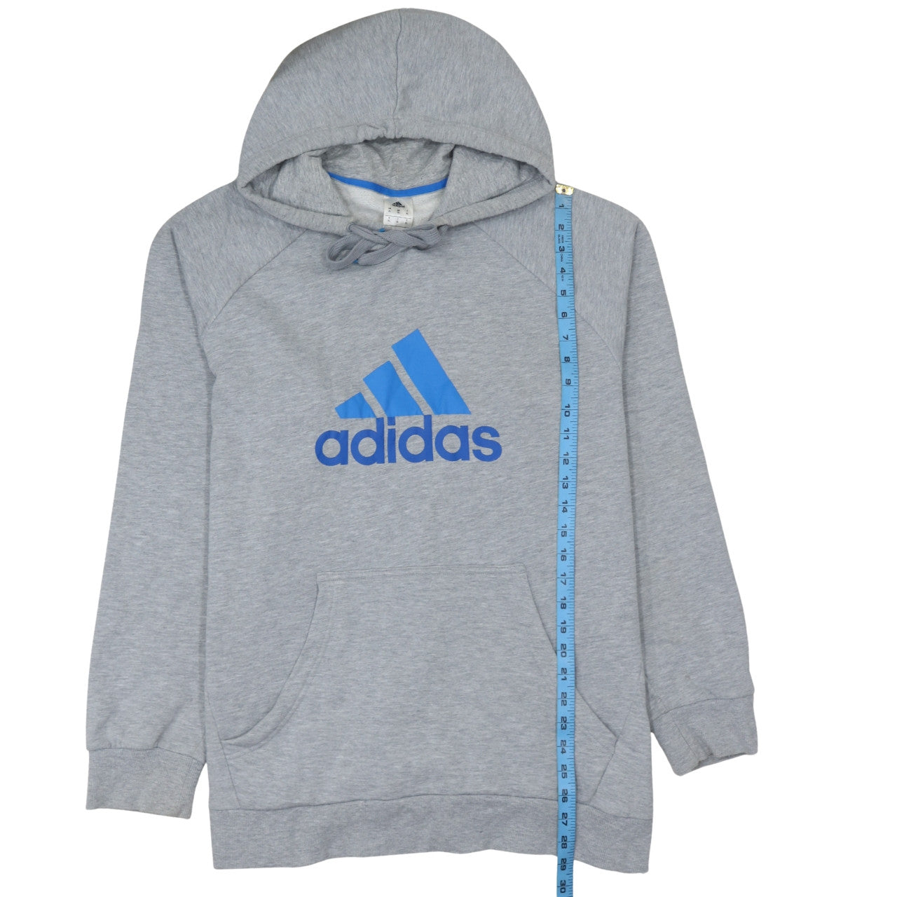 Adidas Men's Grey XL Pullover Hoodie with Blue Logo