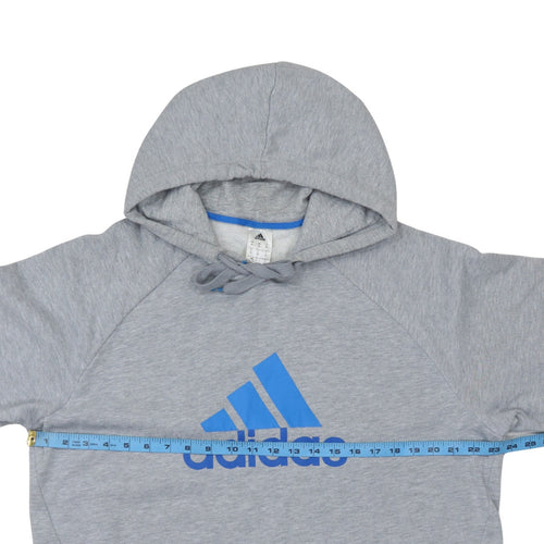 Adidas Men's Grey XL Pullover Hoodie with Blue Logo