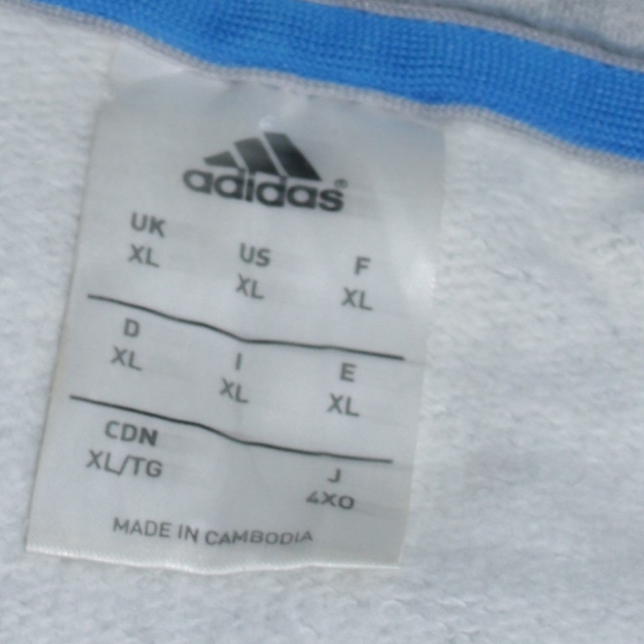 Adidas Men's Grey XL Pullover Hoodie with Blue Logo