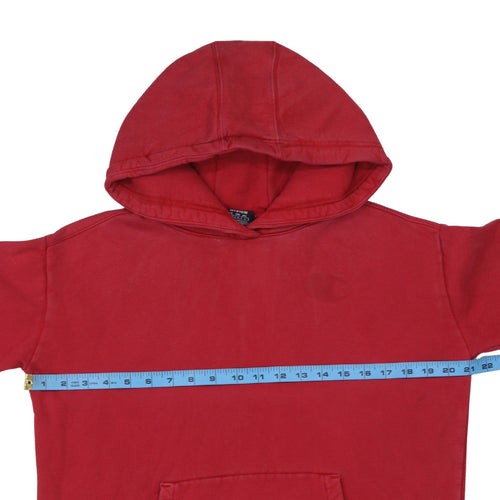Champion Men's Red Pullover Hoodie Medium Logo Sleeve Fleece