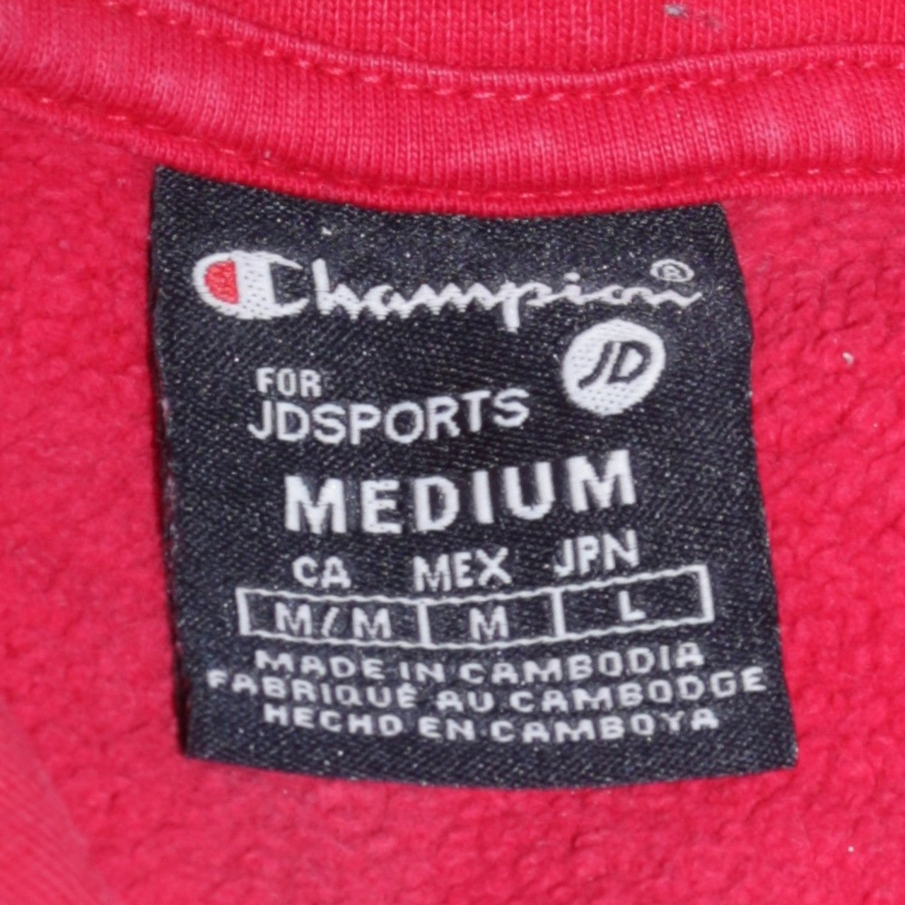 Champion Men's Red Pullover Hoodie Medium Logo Sleeve Fleece