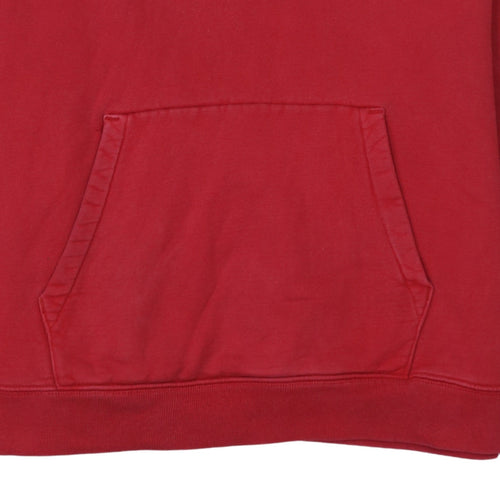 Champion Men's Red Pullover Hoodie Medium Logo Sleeve Fleece