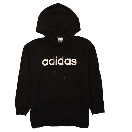 Adidas Women Black Pullover Hoodie Size 14 Cotton Logo Hooded Sweatshirt