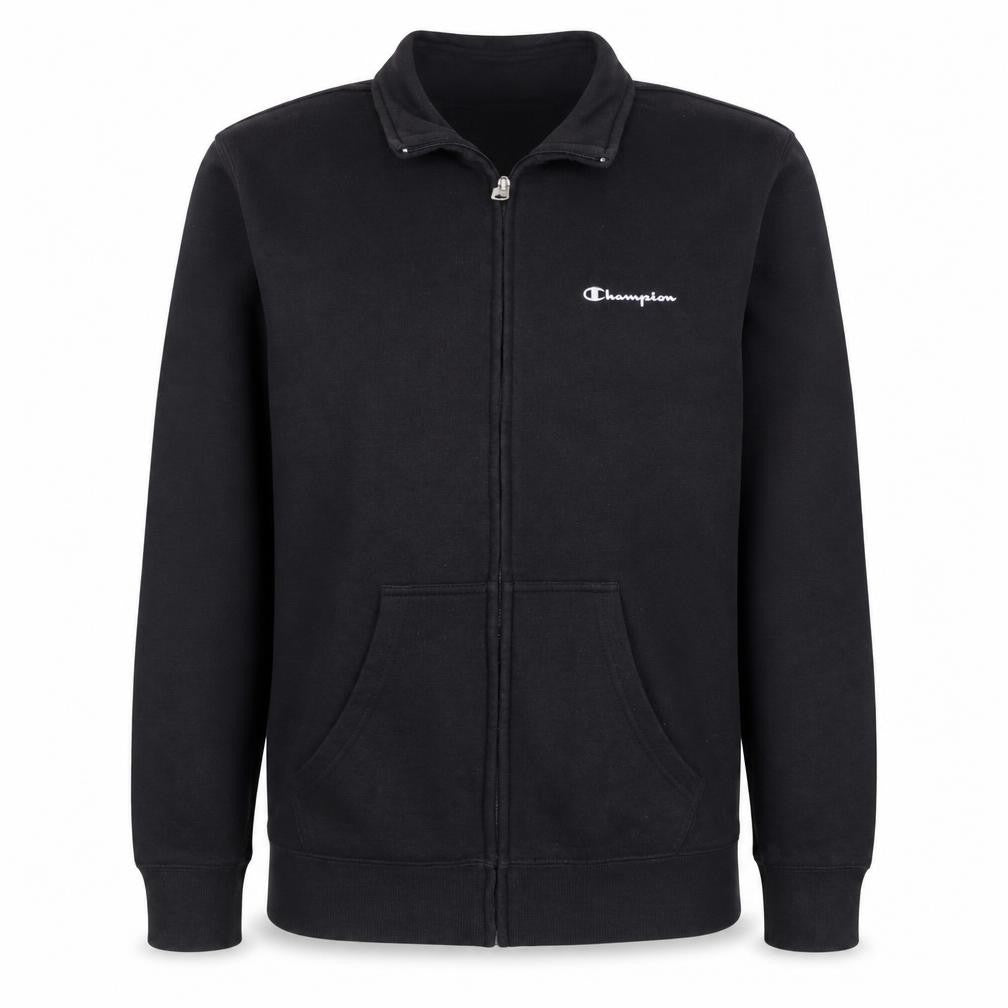 Front view of Champion Men's Black Full Zip Sweatshirt, size S