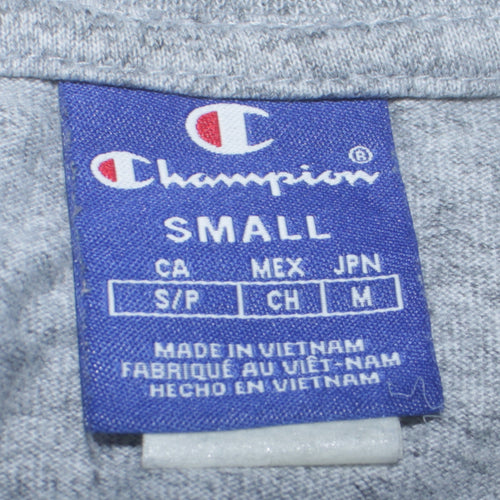 Champion Men's Grey Long Sleeve Crew Neck Logo T-Shirt Size S