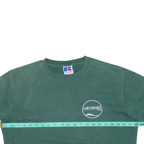 Russell Men’s Green Crew Neck Pullover Sweatshirt L Embroidered Logo