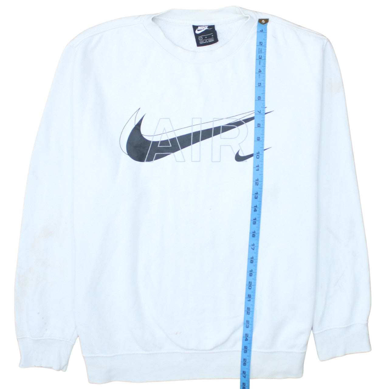 Nike Men's White AIR Logo Pullover Sweatshirt L