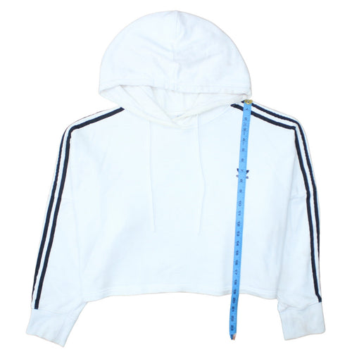 Adidas Women White Hooded Pullover Hoodie Size 18 Cotton Blend