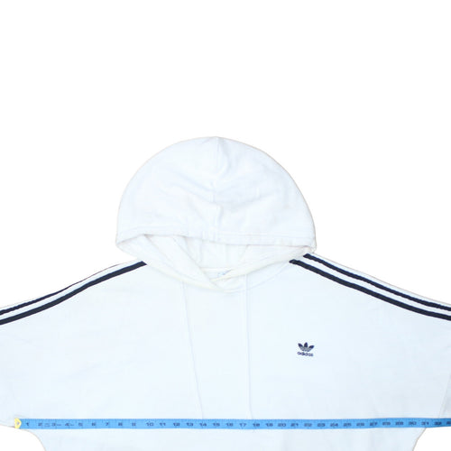 Adidas Women White Hooded Pullover Hoodie Size 18 Cotton Blend