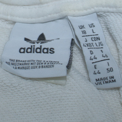Adidas Women White Hooded Pullover Hoodie Size 18 Cotton Blend