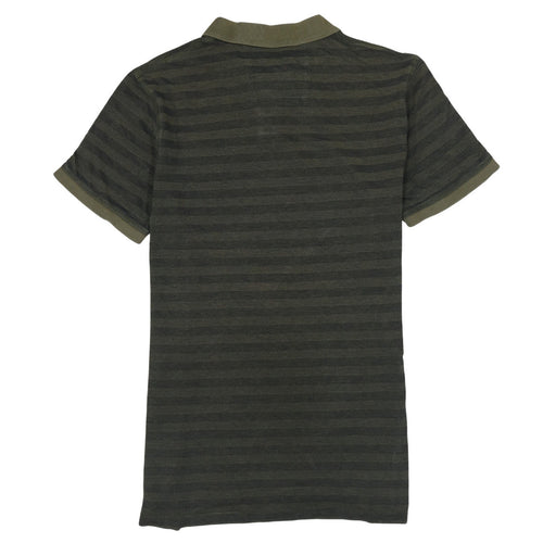 Calvin Klein Jeans Men’s Green Striped Polo Shirt Size M Cotton