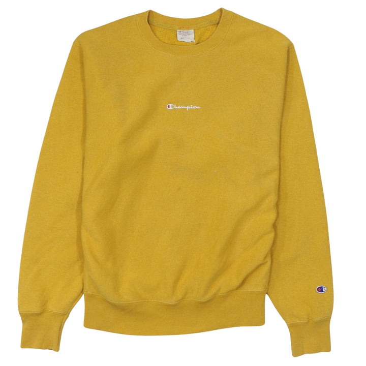 Champion Men's Yellow Reverse Weave Pullover Sweatshirt Medium