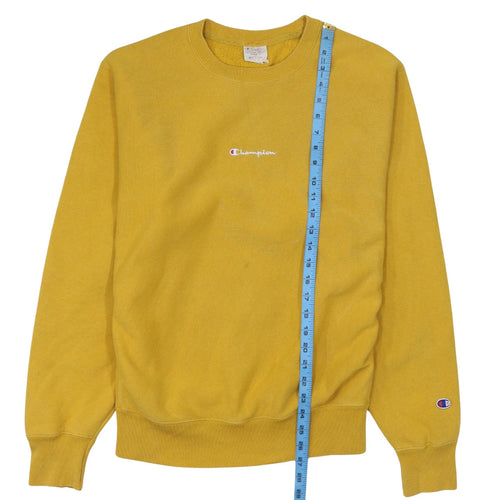 Champion Men's Yellow Reverse Weave Pullover Sweatshirt Medium