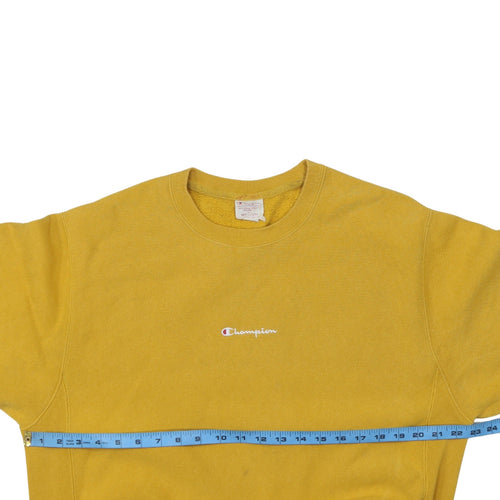 Champion Men's Yellow Reverse Weave Pullover Sweatshirt Medium