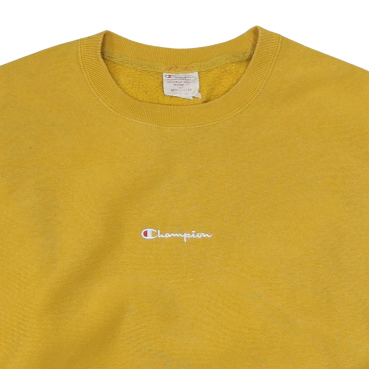 Champion Men's Yellow Reverse Weave Pullover Sweatshirt Medium