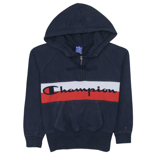 Champion Mens Navy XS 1/2 Zip Hoodie Pullover Logo Cotton