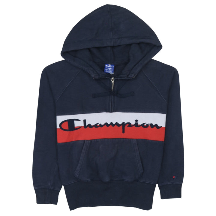 Champion Mens Navy XS 1/2 Zip Hoodie Pullover Logo Cotton