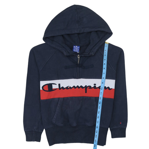 Champion Mens Navy XS 1/2 Zip Hoodie Pullover Logo Cotton