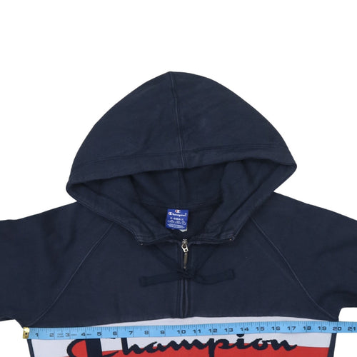 Champion Mens Navy XS 1/2 Zip Hoodie Pullover Logo Cotton