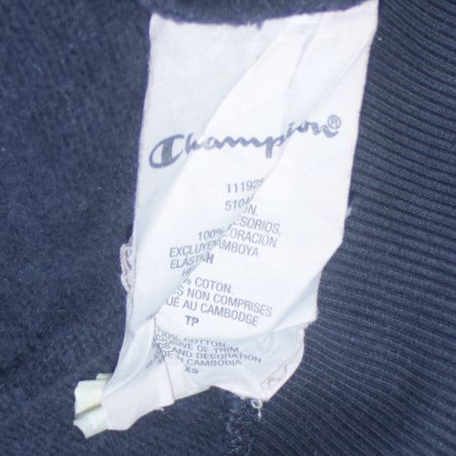 Champion Mens Navy XS 1/2 Zip Hoodie Pullover Logo Cotton