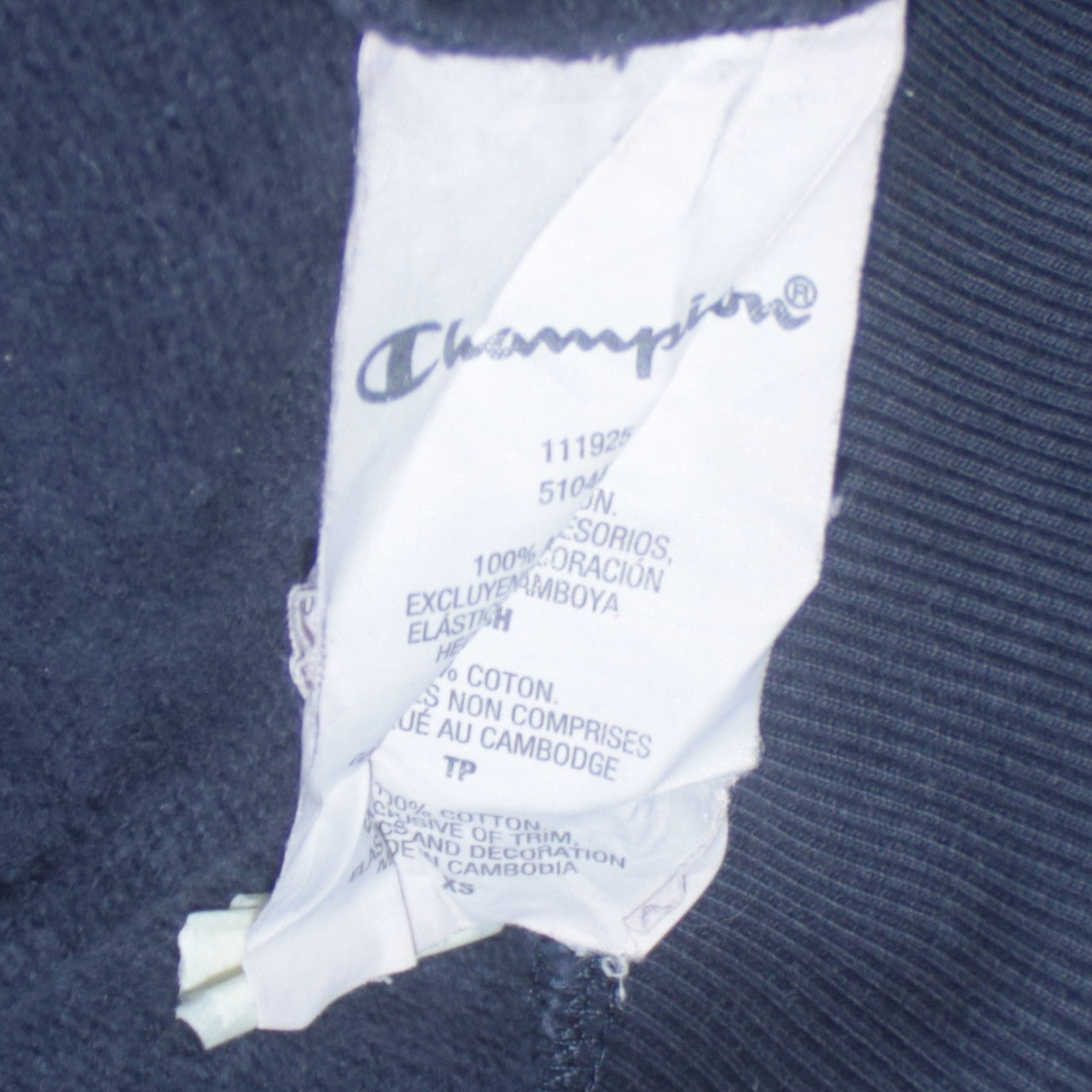 Champion Mens Navy XS 1/2 Zip Hoodie Pullover Logo Cotton