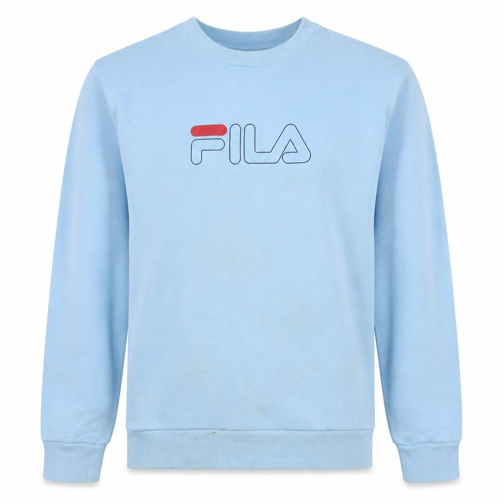 Front view of Fila Men's Blue XL Crew Neck Pullover Sweatshirt with Logo