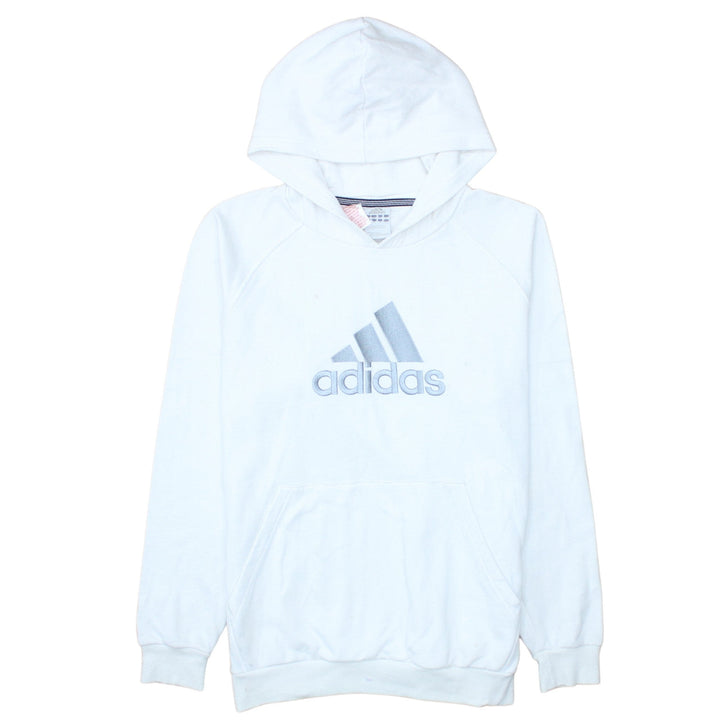 Adidas Boys White Pullover Hoodie Size 14-15 Years Essentials Logo Sweatshirt