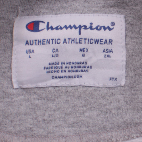 Champion Men's White Logo Crew Neck Pullover Sweatshirt L