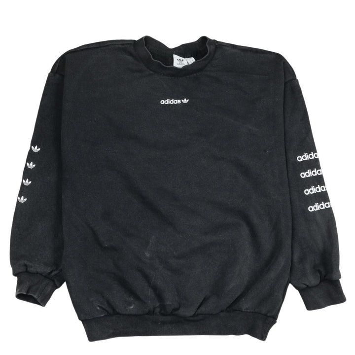 Adidas Women Black Logo Pullover Sweatshirt Size 12 Regular Fit