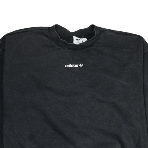 Adidas Women Black Logo Pullover Sweatshirt Size 12 Regular Fit