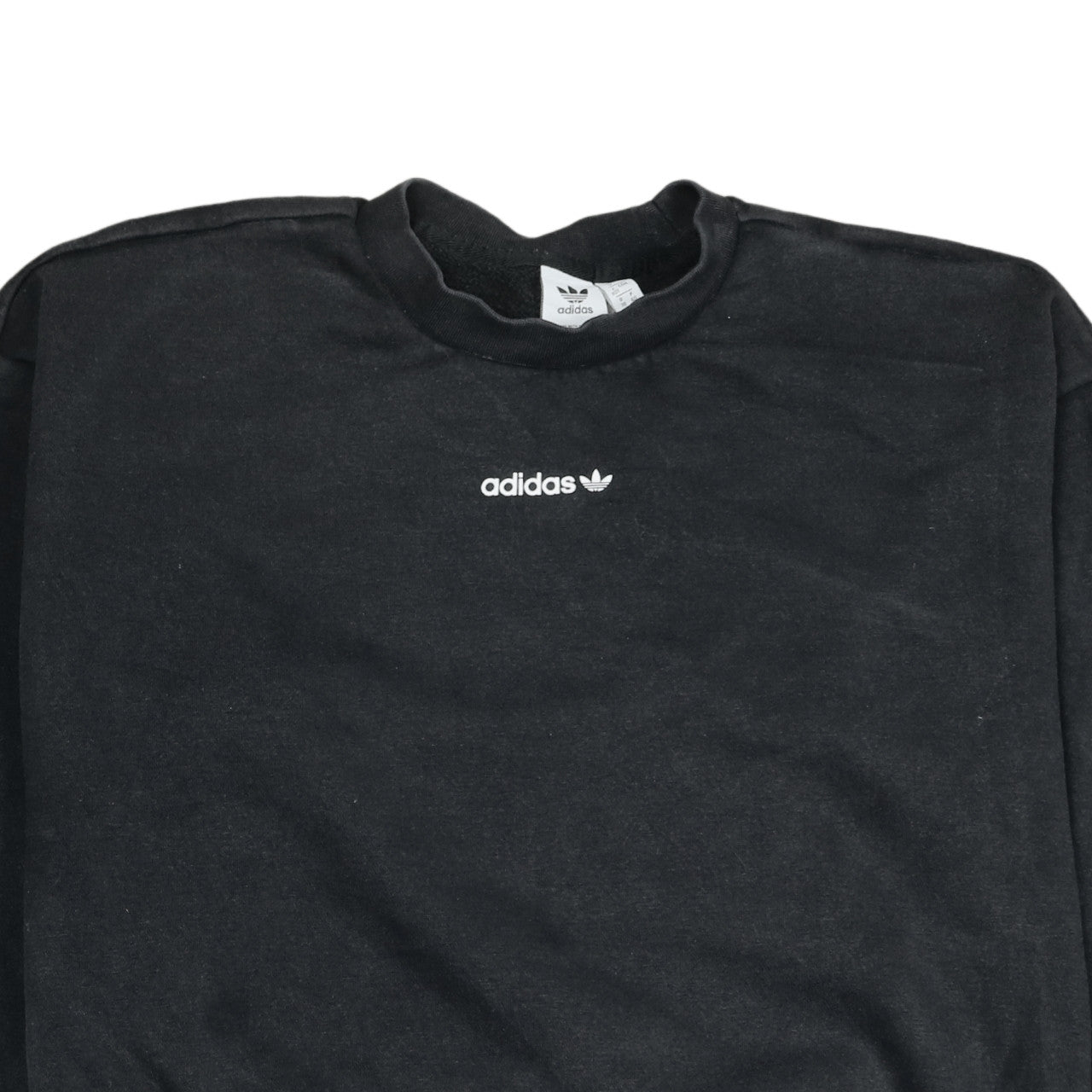 Adidas Women Black Logo Pullover Sweatshirt Size 12 Regular Fit