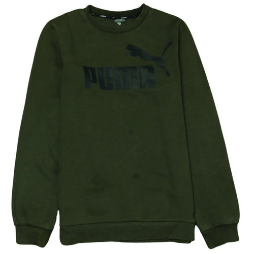 Puma Boys Green Logo Sweatshirt XL 13-14 Years Crew Neck Pullover