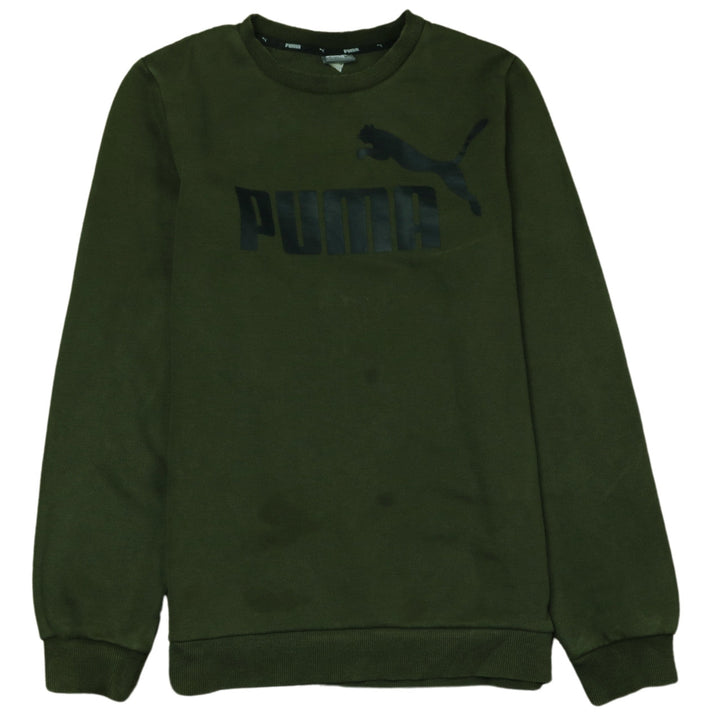 Puma Boys Green Logo Sweatshirt XL 13-14 Years Crew Neck Pullover