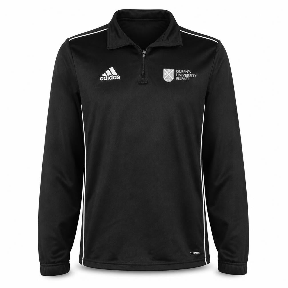 Front view of Adidas Men's Black XS 1/4 Zip Pullover Sweatshirt Queen's University Belfast