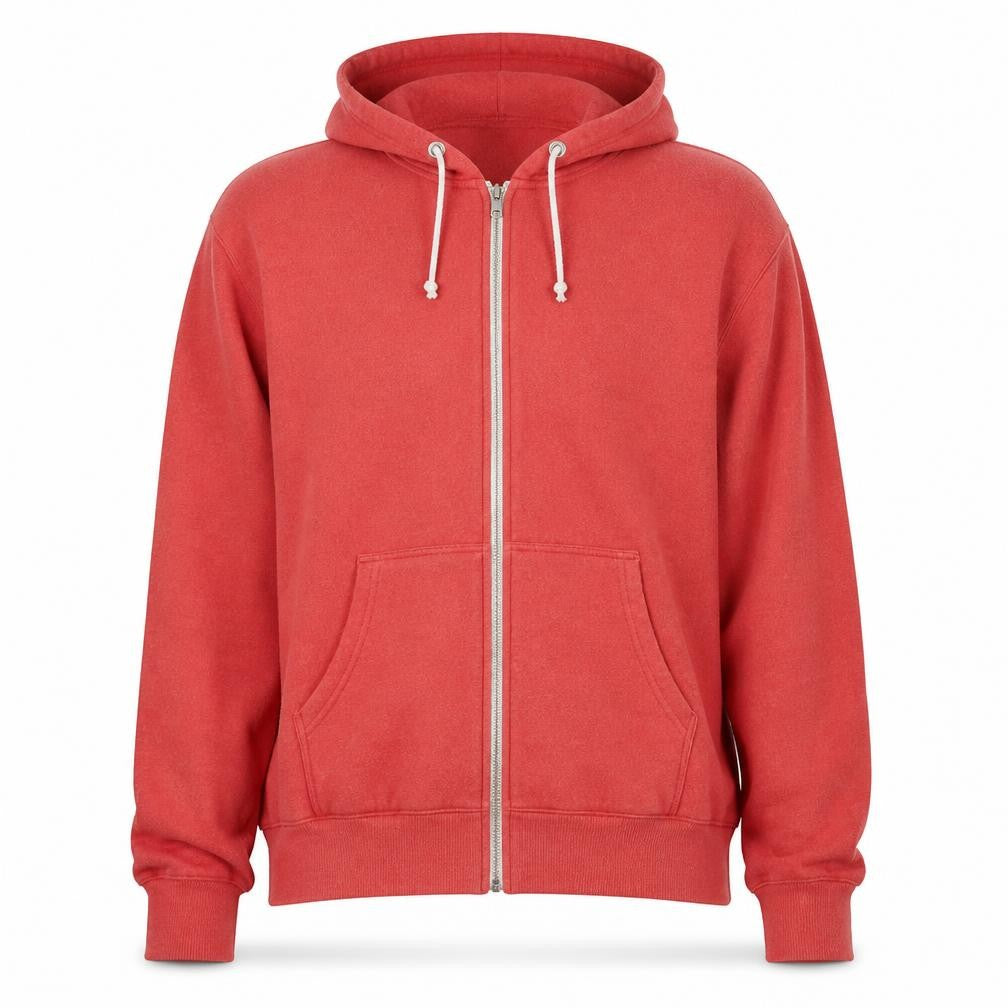 Just Diva Men’s Red Full Zip Hoodie XL Cotton Fleece Jacket