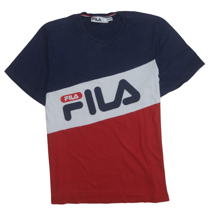 FILA Men's XL Multicoloured Colourblock Crew Neck Cotton T-Shirt