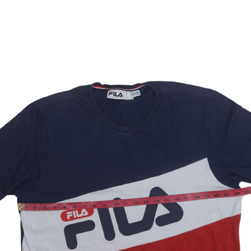 FILA Men's XL Multicoloured Colourblock Crew Neck Cotton T-Shirt