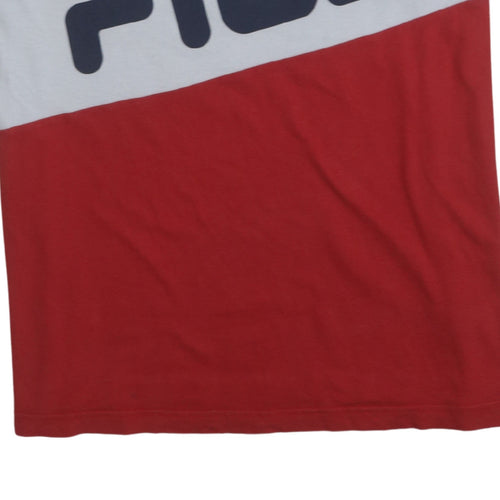 FILA Men's XL Multicoloured Colourblock Crew Neck Cotton T-Shirt