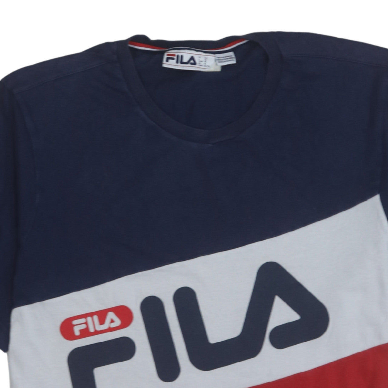 FILA Men's XL Multicoloured Colourblock Crew Neck Cotton T-Shirt