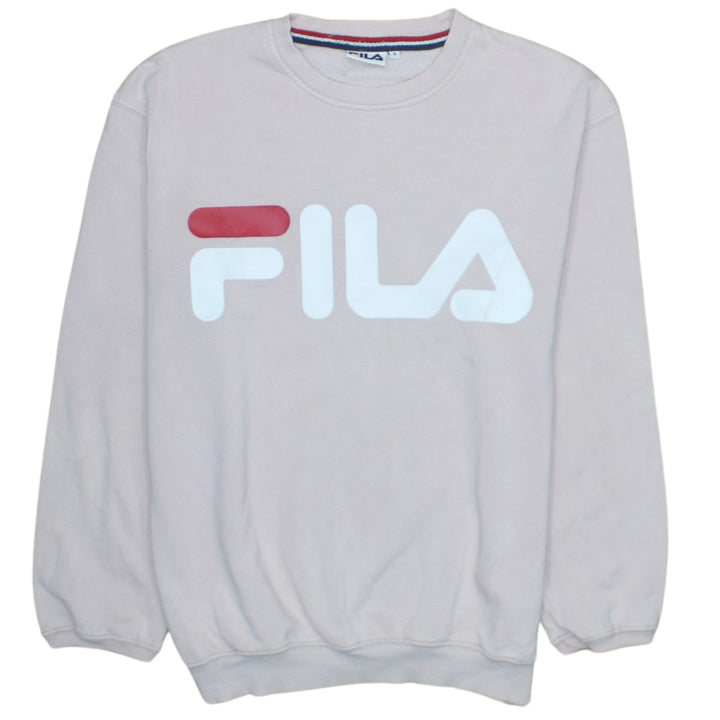 FILA Womens Beige Small Logo Crew Neck Pullover Sweatshirt