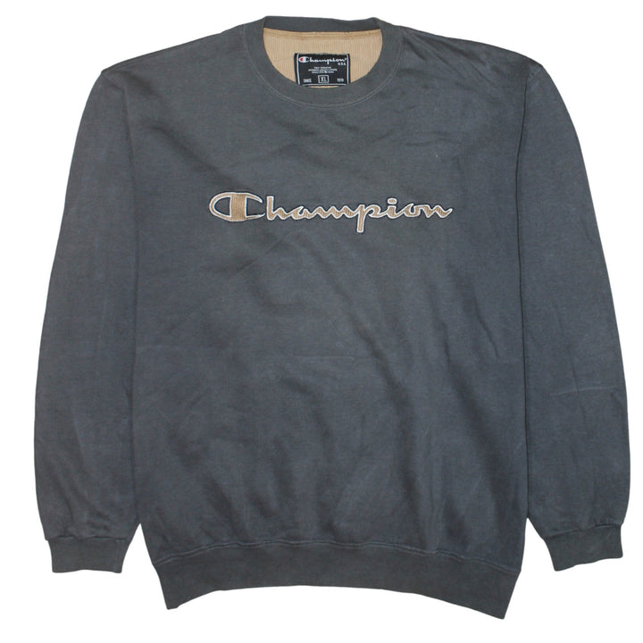 Champion Men's Grey XL Crew Neck Embroidered Pullover Sweatshirt