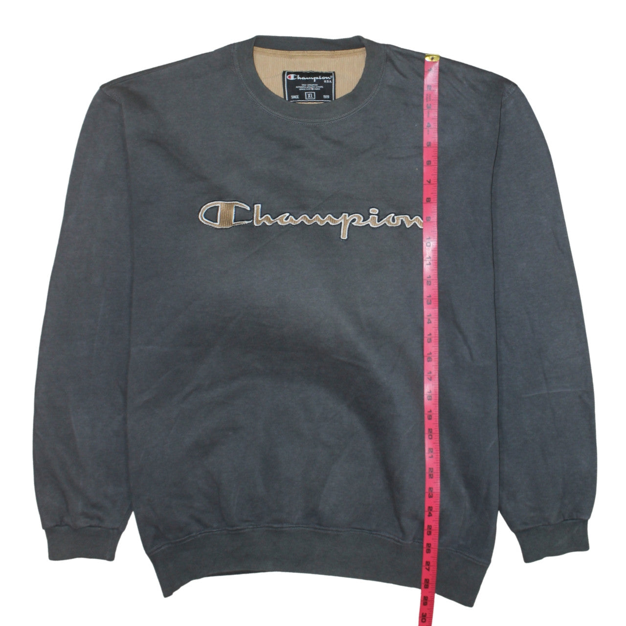 Champion Men's Grey XL Crew Neck Embroidered Pullover Sweatshirt